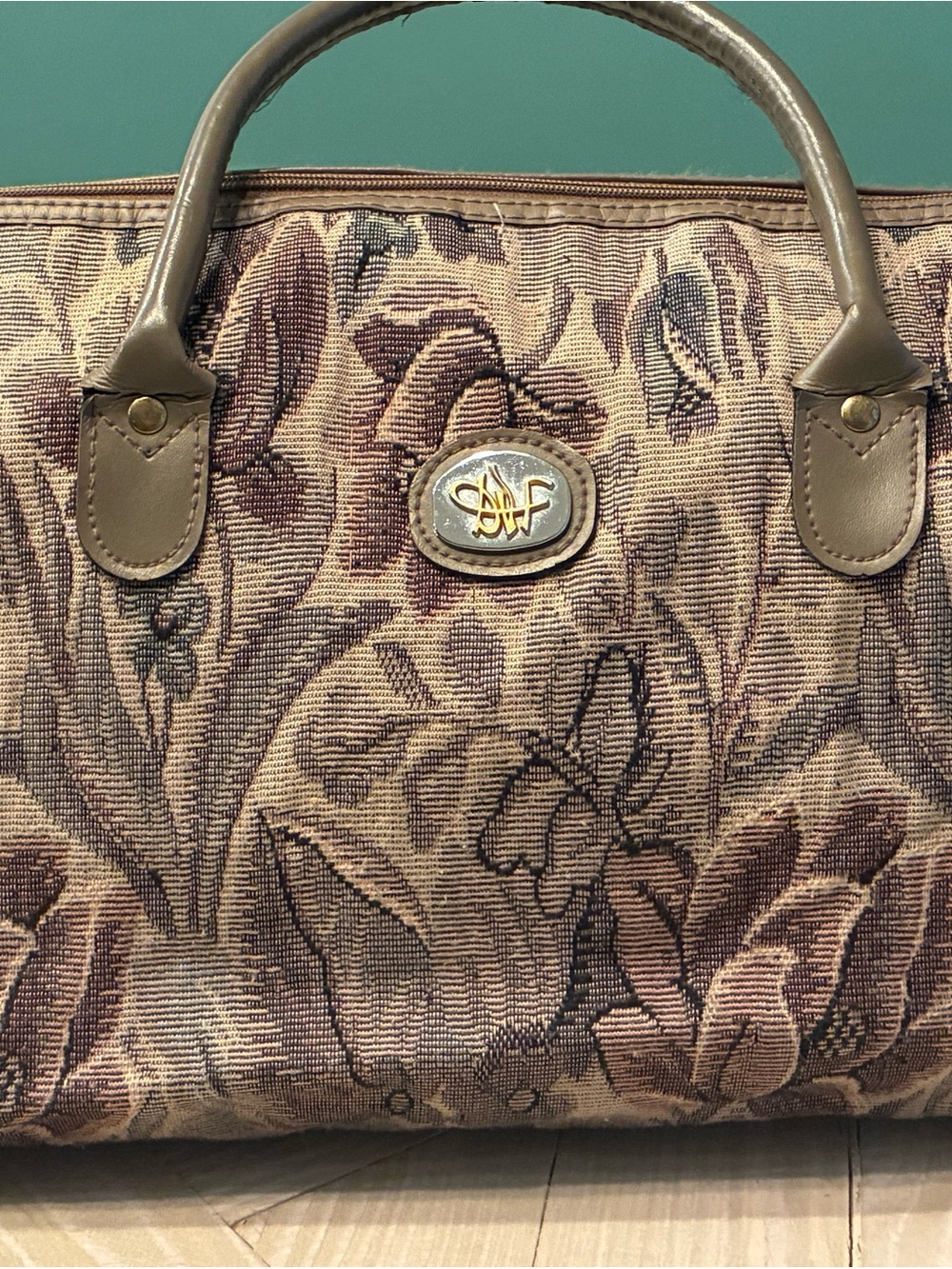Vintage Diane Von Furstenberg Tapestry Floral Duffle Bag